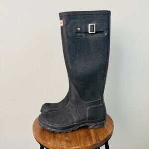 Hunter Black Original Gloss Tall Rubber Boots Women’s Size 7